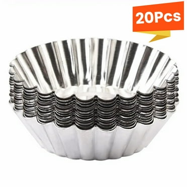 Moocorvic 20Pcs Egg Tart Molds for Baking, 2.8 Inch Mini Pie Cupcake Cake Molder(Aluminum)