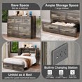 thumbnail image 4 of Full Size Murphy Bed with Charging Station, Foldable Wall Bedframe with 1 Storage Drawer, Wooden Murphy Bed Cabinet for Guest Room Home Office, Gray, 4 of 8