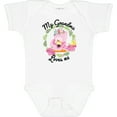 thumbnail image 3 of Inktastic Baby Flamingo My Grandma Loves Me with Flower Wreath Boys or Girls Baby Bodysuit, 3 of 5