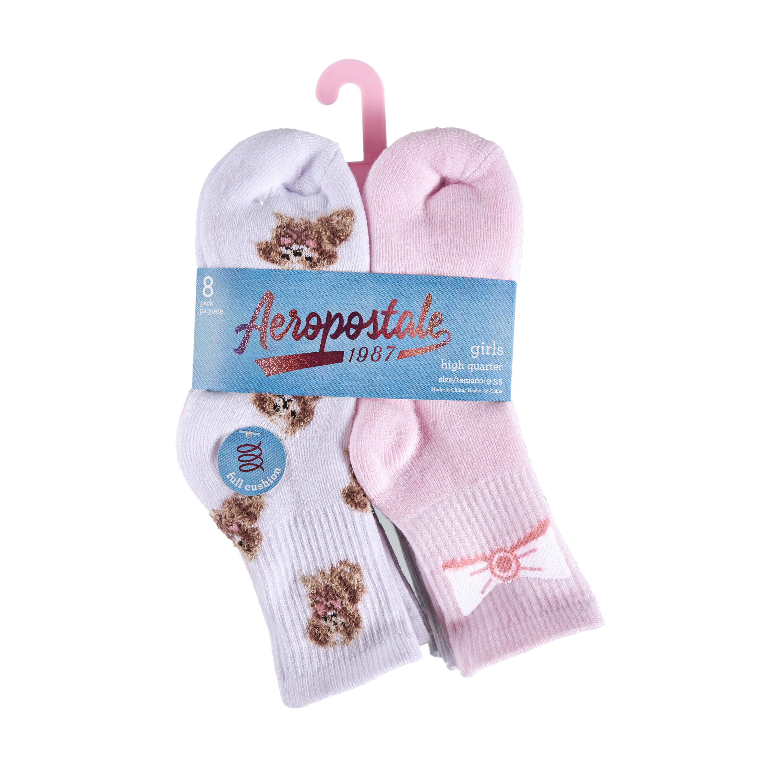 Aeropostale Girls Full Cushion High Quarter Kids Socks (8-pack) – Dog Lettuce