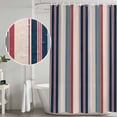 thumbnail image 5 of Blue Red Striped Shower Curtain, Waterproof Shower Curtains for Bathroom, Modern Stripes Art Farmhouse Washable Fabric Bathtub Curtain Set Bath Decor with 12 Hooks 48"x72", 5 of 8