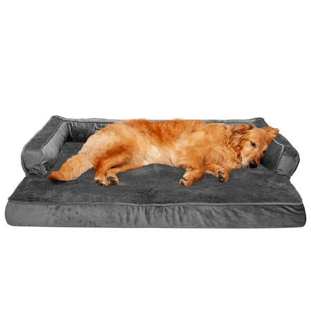 UPC: 0842229123029 | FurHaven Pet Products Plush & Velvet Comfy Couch Orthopedic Sofa-Style Pet Bed for Dogs & Cats – Dark Gray  Jumbo