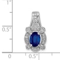 thumbnail image 4 of 14K White Gold Plated Diamond & Sapphire Oval Pendant, 4 of 4