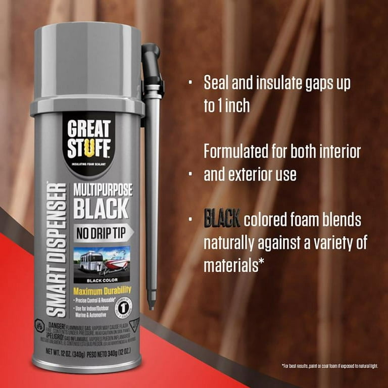 Great Stuff 1903517 Multipurpose Black Polyurethane Foam Insulating  Sealant, 12 oz 