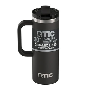 RTIC 20 oz Ceramic Lined Insulated Road Trip Travel Mug, Leak-Resistant Lid, Black