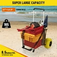 thumbnail image 2 of Beach Fishing Cart, 13” Big Balloon Wheels w/Flat-Free Solid PU Tires for Sands, 165LBS Loading Folding Sand Cart & 33.1" to 51.6" Adjustable Height, Beach Buggy Cart w/Storage Bag, No Rust, 2 of 8