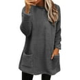thumbnail image 2 of Timegard Womens Tops Winter Fleece Fuzzy Long Sleeve Warm Blouse Casual Loose Comfy Tops with Pockets, 2 of 6