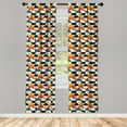 thumbnail image 4 of Ambesonne Fashion Window Curtains, Circular Geometric Pattern, Each 28" W x 63" L, Orange and Pale Petrol Blue, 4 of 4