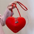 thumbnail image 4 of Bolso tipo cartera informal para mujer, con cremalleras dobles, bolso de hombro en forma de corazón de PU, bolso Hobo elegante, 4 of 8