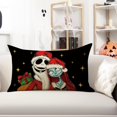 thumbnail image 2 of Christmas Jack Lumbar Decorative Throw Pillow Cover 12 x 20, Rectangular Xmas Sally Holly Jolly Outdoor Home Decor, Winter Funny Couch Cushion Case, 2 of 6