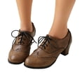 thumbnail image 4 of YLYL Women's Wingtip Oxfords Shoes Chunky Mid Heel Lace up Vintage Dressy Brogues Pumps Shoes, 4 of 7