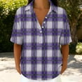 thumbnail image 2 of Guluxicc Polo Shirts for Women 3/4 Sleeve Plaid Trendy Tops Summer V Neck T Shirts Fashion Clothing, 2 of 7