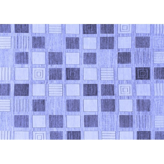 Ahgly Company Machine Washable Indoor Rectangle Checkered Blue Modern Area Rugs, 5' x 8'