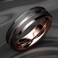 thumbnail image 5 of Tungsten Rings for Women Wedding Bands for Her 6mm Black Brushed Rose Gold, 5 of 7