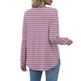 thumbnail image 5 of Womens Long Sleeve T-Shirts Long Sleeve Chest Pocket Button Henley Neck Striped Graphic Tunic Tops Loose Casual Tees (M, Pink), 5 of 7