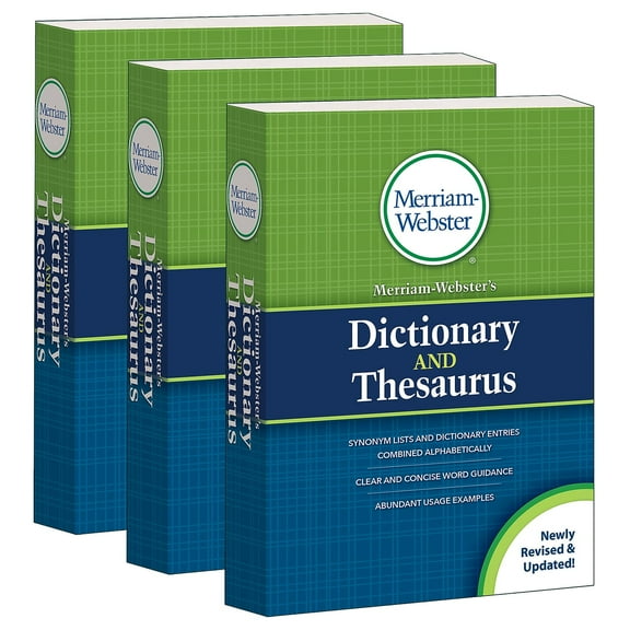 Merriam-Webster's Dictionary and Thesaurus Mass-Market Paperback 2020 Copyright Pack of 3