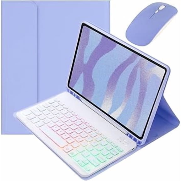 Purple & White Keyboard Case with Mouse for iPad Pro 13" M4/M5
