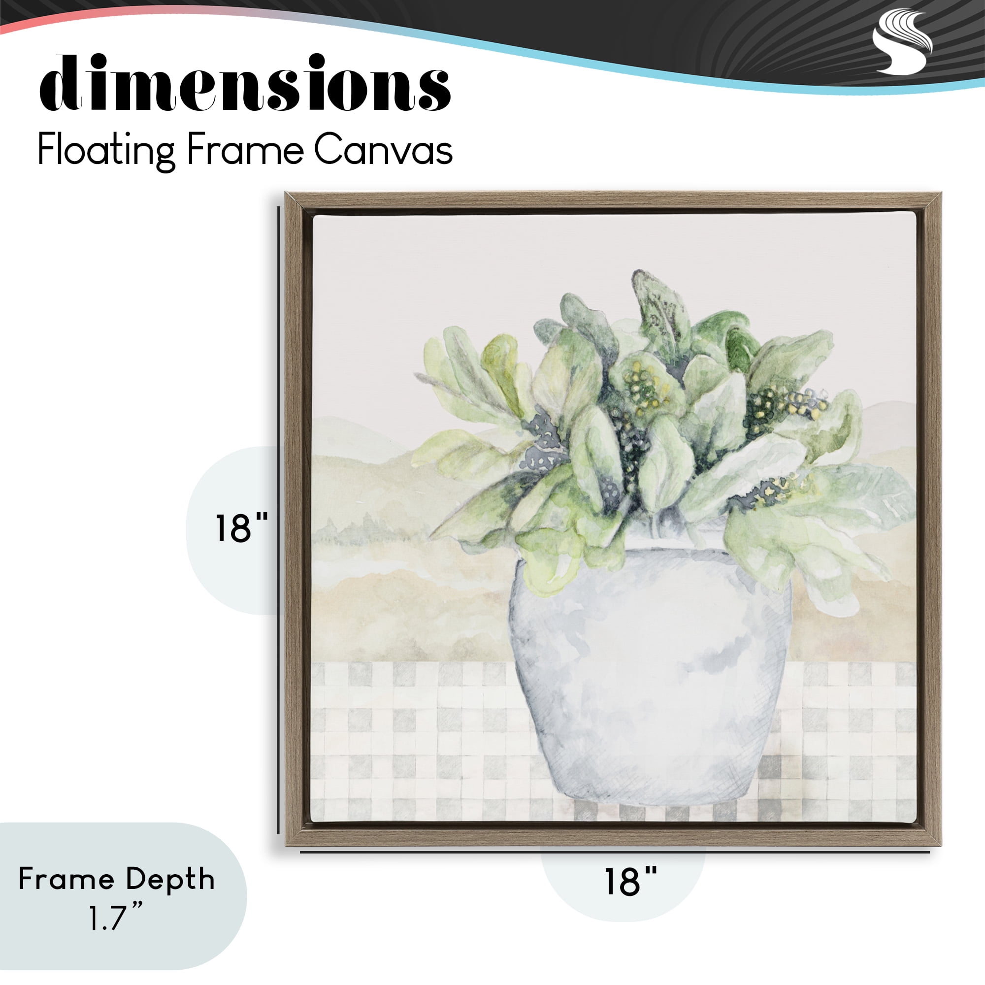 Stupell Industries Potted Farm Herbs Arrangement Brown Framed Floater Canvas Wall Art, design by Janice Gaynor