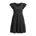 thumbnail image 6 of Womens Summer Casual Dresses V Neck Ruffle Cap Sleeve with Pockets Tiered Pleated Flowy Lounge Vacation Mini Dress,Sizes S-2XL, 6 of 6