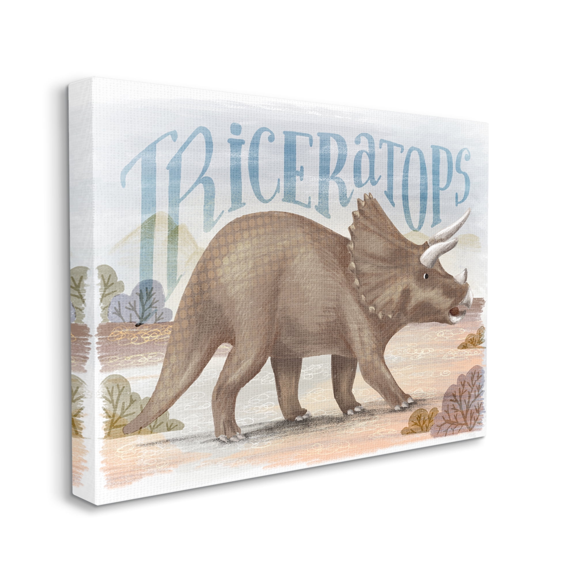 Stupell Industries Triceratops in Nature Animals & Insects Painting Gallery Wrapped Canvas Art Print Wall Art, 48 x 36