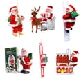 thumbnail image 2 of Adornos de regalo de decoración navideña creativa, carro de tracción de ciervos de Navidad, cuentas de escalada, música eléctrica, escalera de escalada de Papá Noel, 2 of 4
