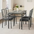 thumbnail image 2 of Ourlova Dining Table & Chairs Kitchen Dining Room Set for 5 Table and 4 Metal and Wood Chairs Rustic Brown, 2 of 7