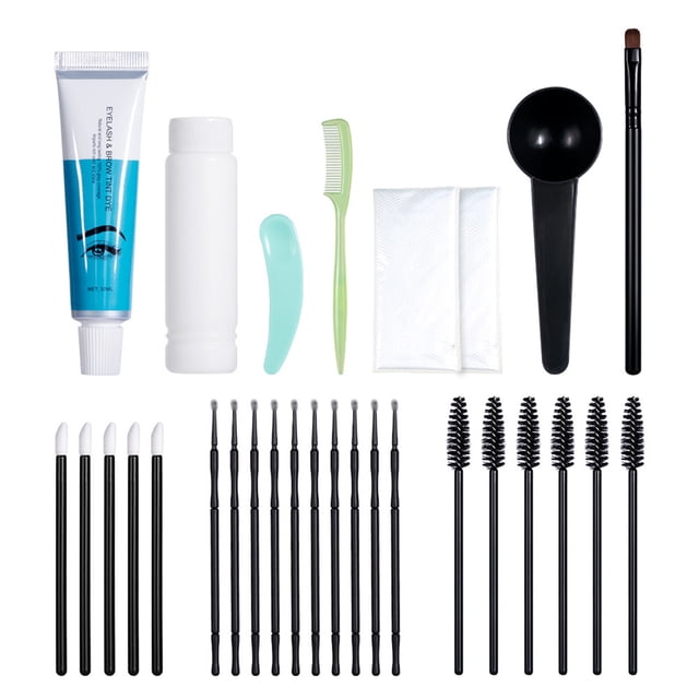 lakerain Hair Color Tint Kit Permanent Brow Coloring Set Eyebrow Color Dye Cream Hair Dye with Mixing Brush Eyebrow Comb Brow Razor Scissors Brushes Eye Brow Makeup Tool Kit