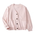 thumbnail image 1 of ShomPort Cable Knit Cardigans for Womens V-Neck Button Ribbed Cuff Stretchy Cotton Coats Slouchy Lightweight Outwear with Pockets, 1 of 4