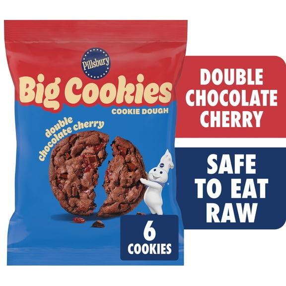 Pillsbury Ready to Bake! Big Cookies Double Chocolate Cherry Cookie Dough, 6 Count, 14 oz