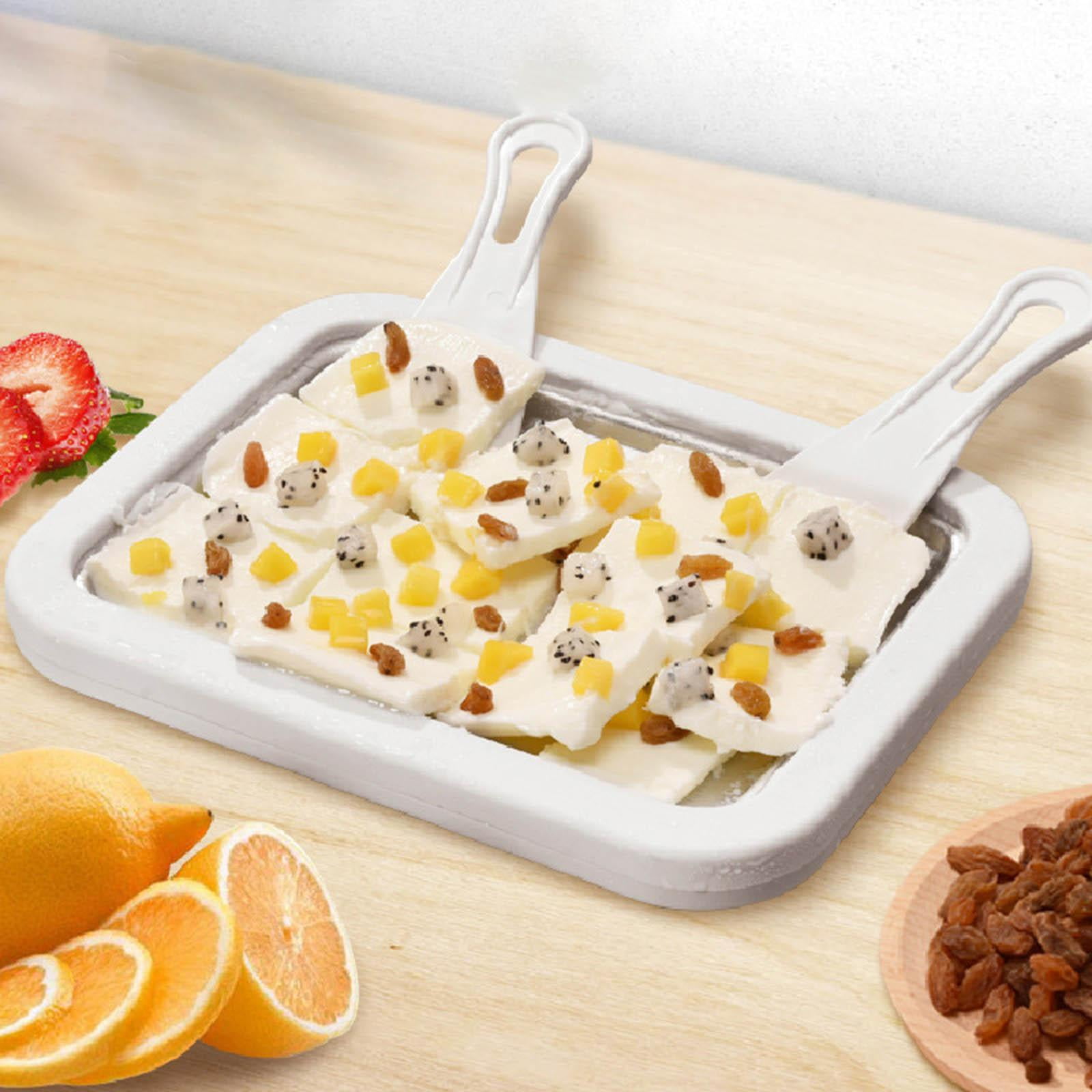 Fiocias Ice Cream Maker with 2 Spatulas Food Grade Stainless Steel Frozen Yogurt Freezer White