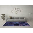 thumbnail image 3 of Ahgly Company Machine Washable Indoor Round Oriental Blue Modern Area Rugs, 7' Round, 3 of 4