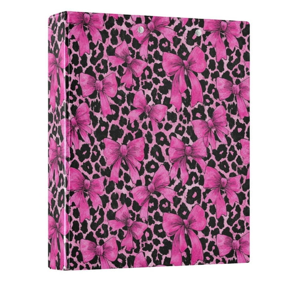 Three Ring Binder Bow and Leopard Print 1.5 Inch Round Binder D-Rings for Office Supplies and More