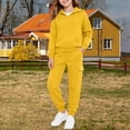 thumbnail image 4 of Ulanda Boys 2 Piece Outfits Sweatsuit Hoodie and Sweatpants Tracksuit Athletic Jogger Sets Toddler Kids Matching Sets (Yellow, 6-7 Years), 4 of 6