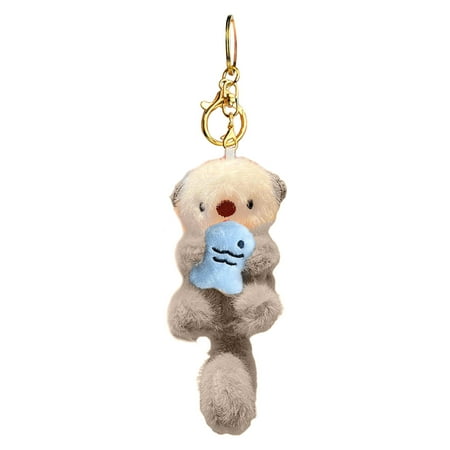BAELLERT Otter Keychain with Fish Plush Bag Charm Keyrings Cute Otter Stuff Animal for Men Women Animal Lovers Friends Family