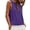 Purple, variant on Womens Back Twist Knot Top Crewneck Sleeveless Solid Color Tank Shirt Summer Fall Athletic Gym Pullover Tee