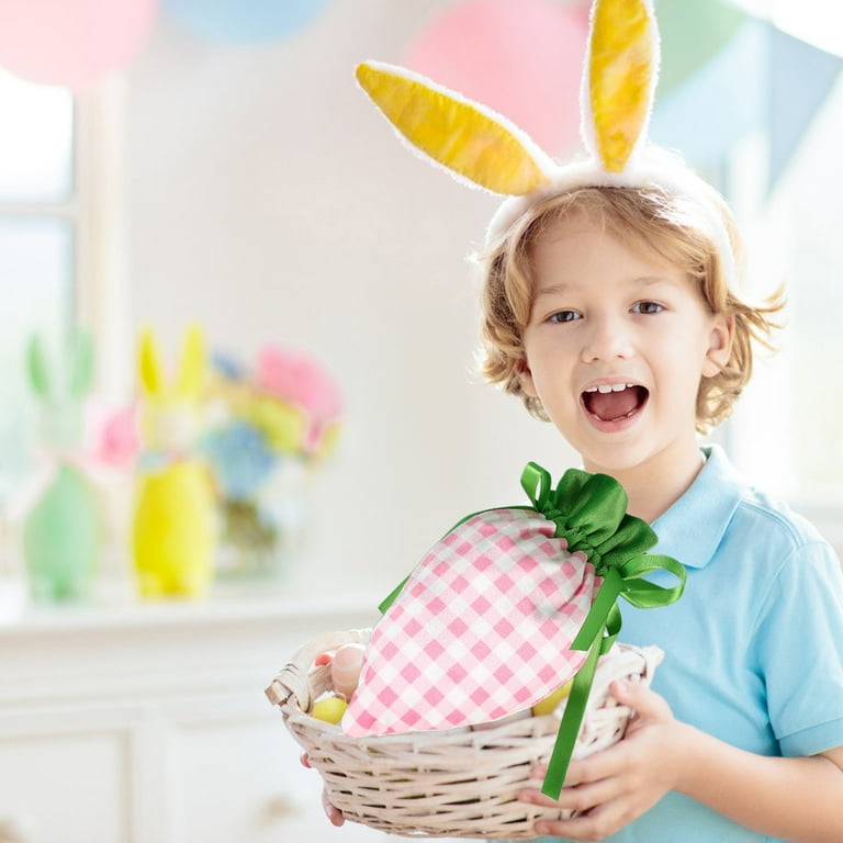 WNFJR Easter Carrot Drawstring Bags Carrot Shaped Fabric Treat