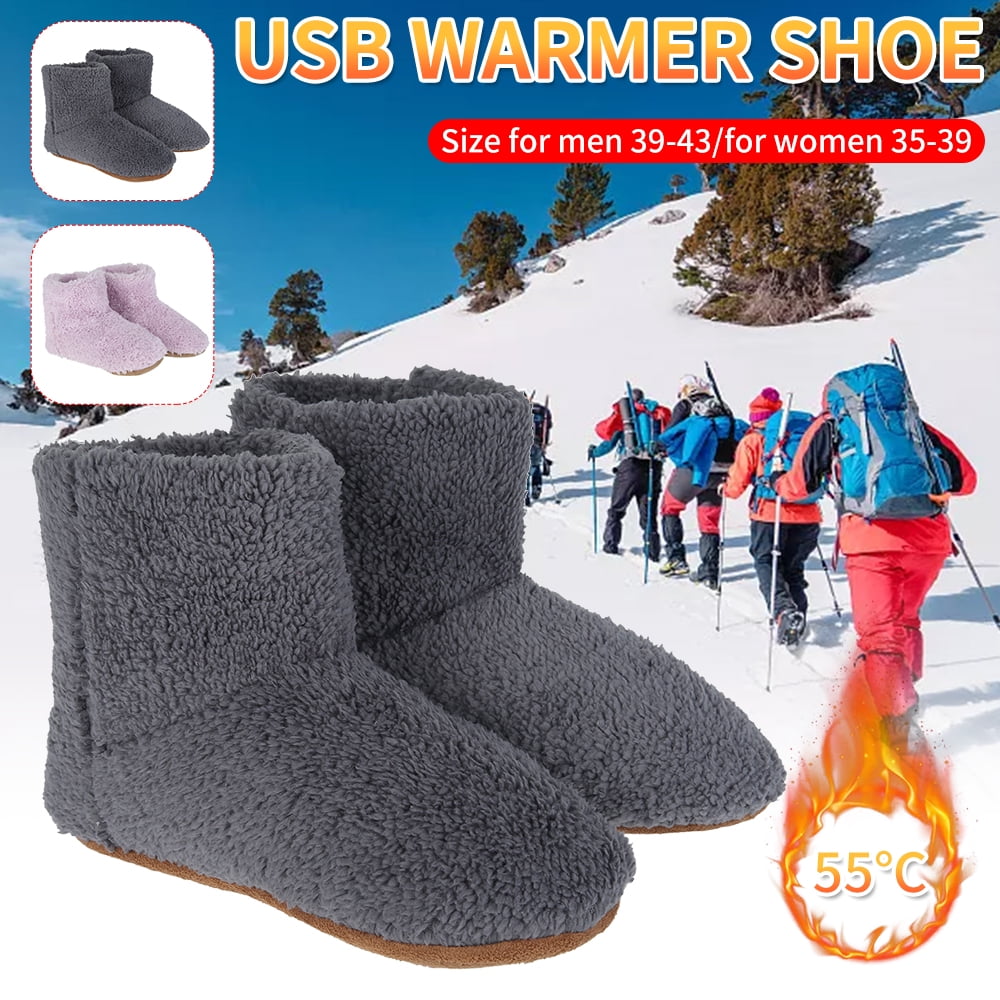 USB Snow Boots Winter Foot Warmer Slippers Electric Heating Shoes Gift Slipper 