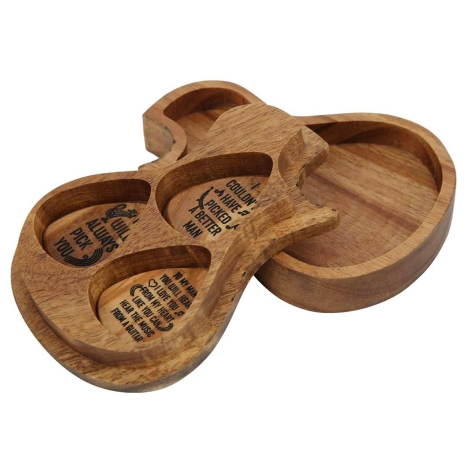 XKHZJL Wood Guitar Pick Box - Valentine's Day Gift for Him, Shaped Plectrum Container with 3 Pcs Guitar Picks for Guitar Picks Storage