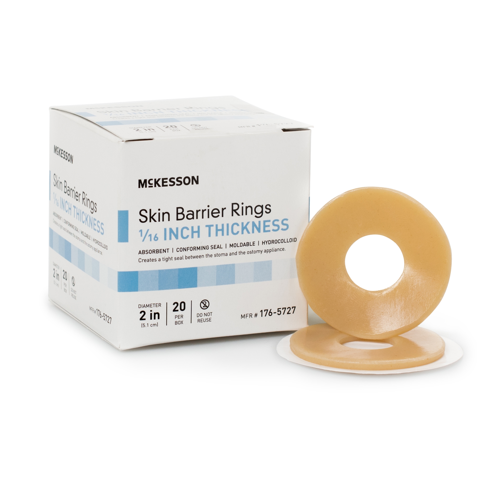 McKesson Skin Barrier Rings for Ostomy and Stoma Care, 2 in x 1/16 in