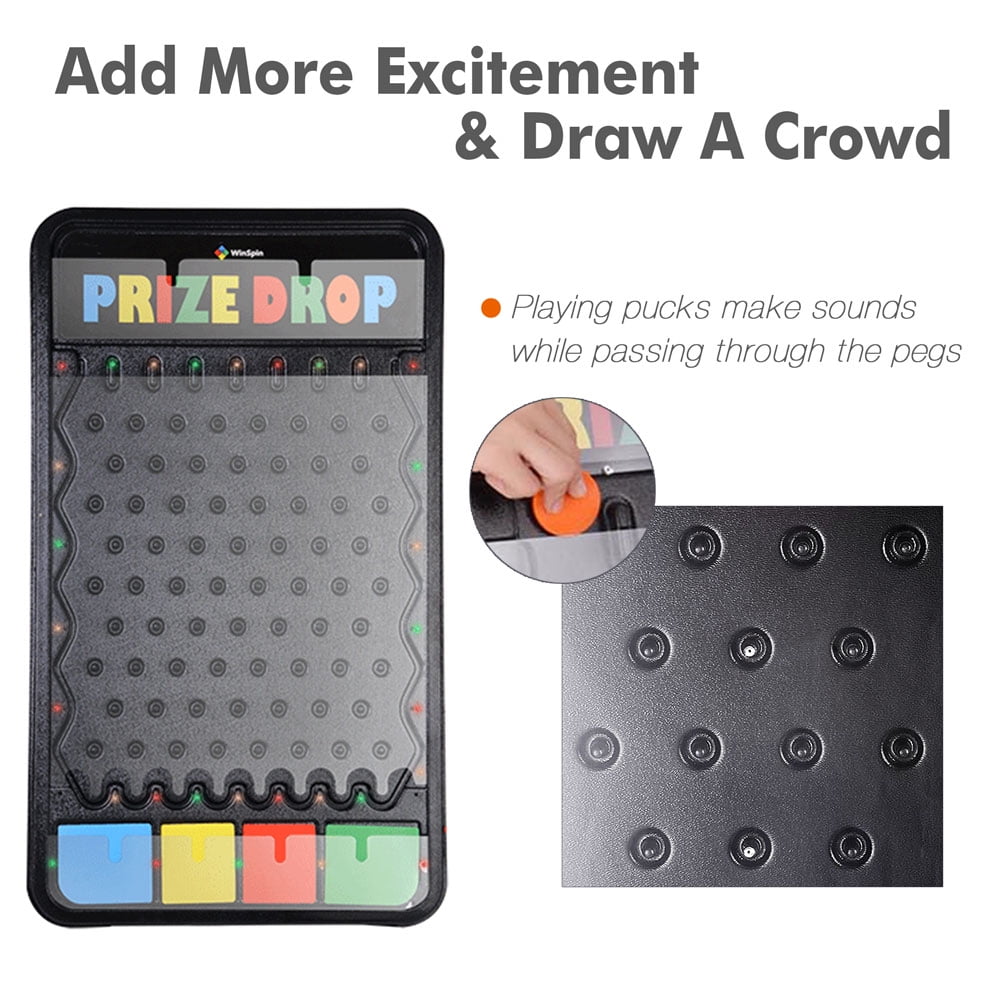 WinSpin 41x25" Large Prize Drop w/ LED Light 24 Pucks Board Game Carnival Party