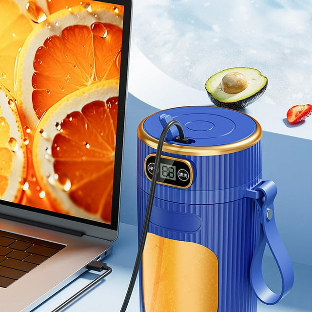 Vwrxbz Portable Blender with Digital Display 400ml USB Rechargeable Personal Juicer 6 Blades Smoothie Maker for Home Travel