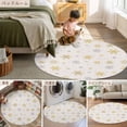 thumbnail image 6 of 6Ft Round Rug, Christmas Non-Skid Rubber Backing Large Area Rugs - Living Room Bedroom Home Office, Yellow Grey Winter Snowflake Rustic Indoor Floor Mat Carpets Washable Rug, 6 of 9