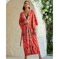 thumbnail image 2 of EDOLYNSA Women's Plus Size Smock Striped Printed Kimono Cardigan Casual Vacation Wear with Self Tie Loungewear, 2 of 9