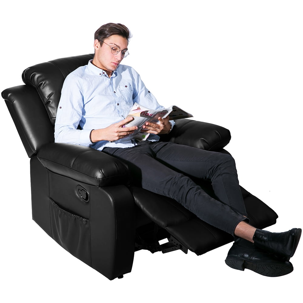 Kepooman Black PU Leather Heated Massage Recliner with 8 Vibration Points for Living Room Kepooman Black PU Leather Heated Massage Recliner with 8 Vibration Points for Living Room