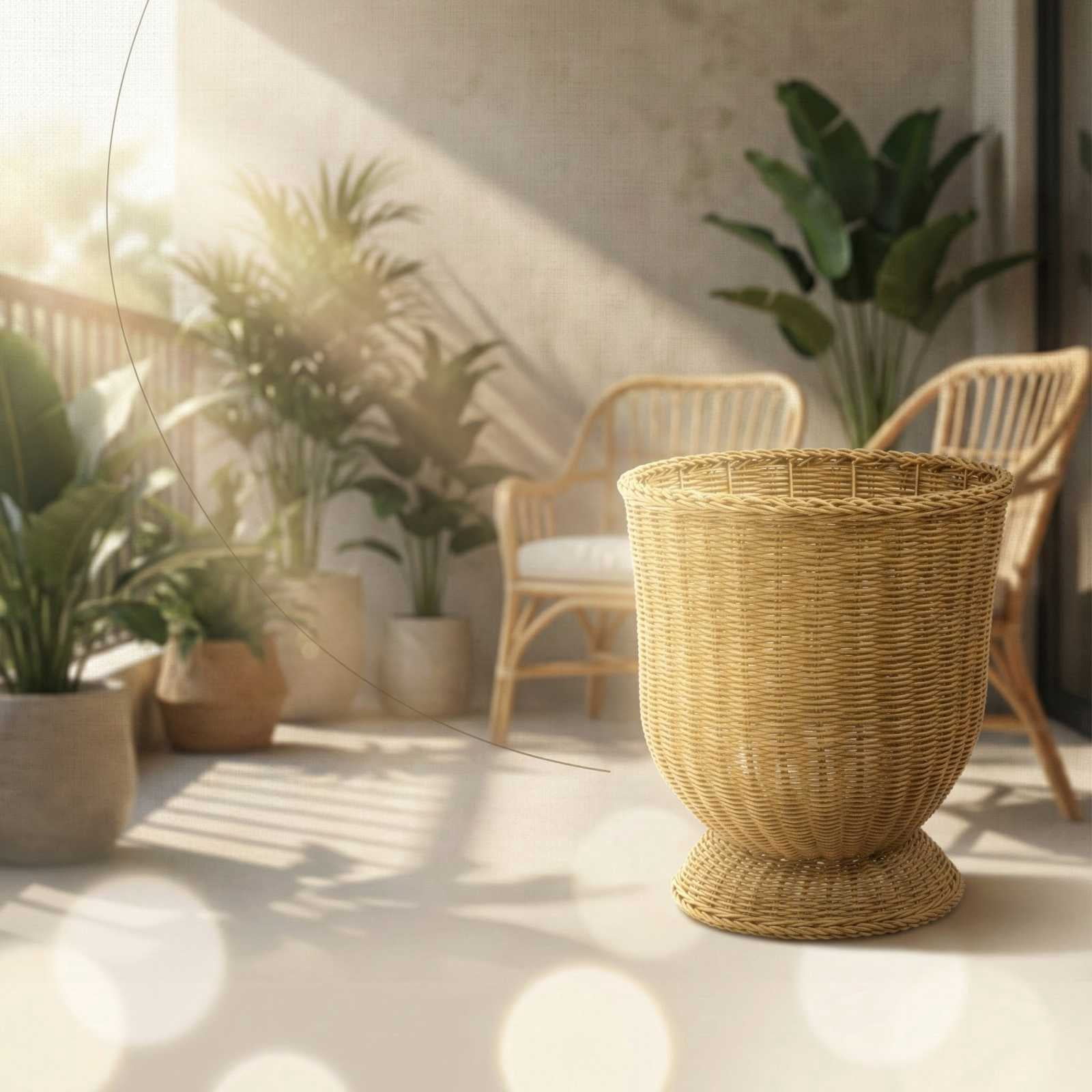 HIELLFQ Khaki Woven Planter, Decorative Rattan Flower Pots Outdoor Indoor Home Decor, Natural Plant Pots for Flowers Branches Ideal Easter Decorations
