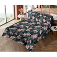 thumbnail image 4 of Ambesonne Tropical Vibes Fitted & Flat Sheet with Shams 4 Pcs Set, Dreamy Dark Jungle, Queen, Pale Pink Hunter Green, 4 of 5