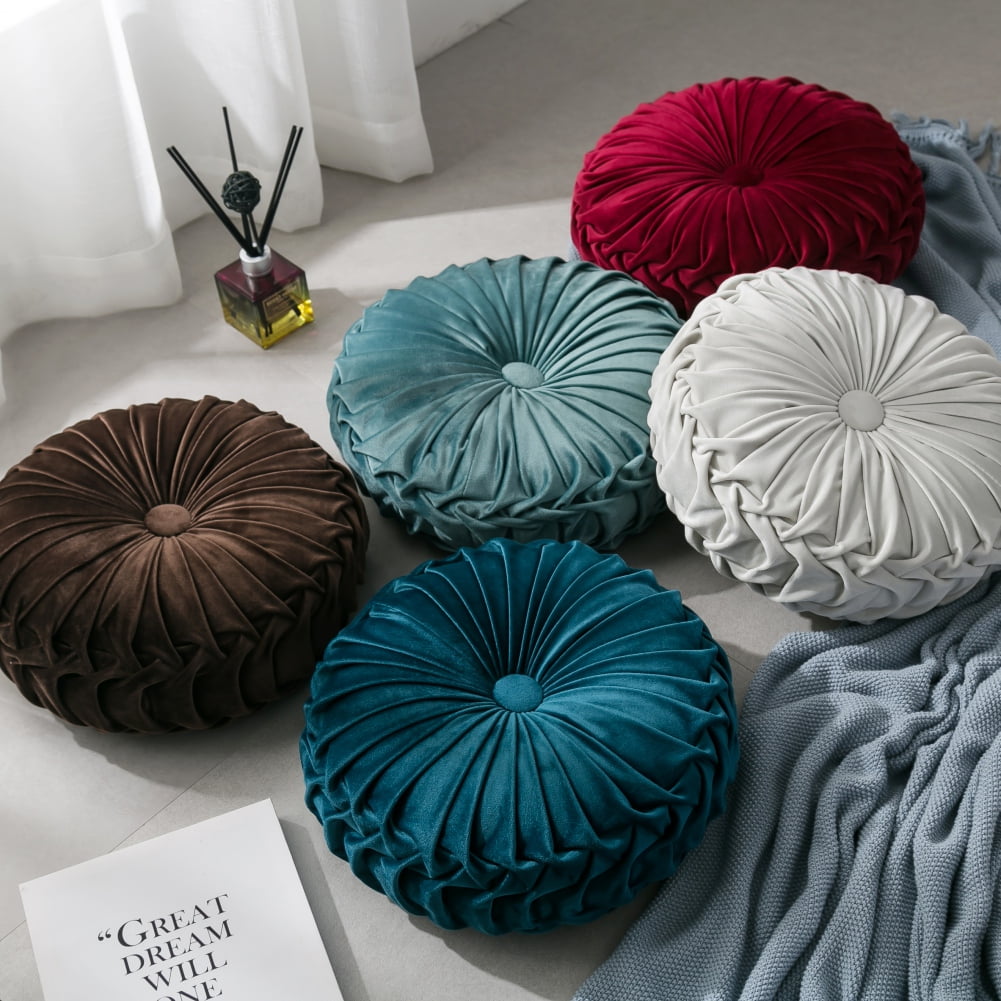 URMAGIC Luxury Round 13.7"x3.14"Luxury Velvet Throw Pillow Pumpkin Pillows Cushion for Home Couch Bed Bedroom Sofa Chair Car Decor