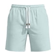 thumbnail image 5 of Men's Casual Summer Shorts Elastic Waist Drawstring Lightweight Cotton Linen Beach Lounge Wear with Side Pockets Comfortable Everyday Relaxed Fit Bottoms, 5 of 6