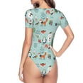 thumbnail image 4 of Balery Women'Schristmas Winter Animals Crew Neck Round Neck Short Sleeves Slim Fit Casual Basic Extender Bodysuit Daily Jumpsuit T Shirts-Small, 4 of 9