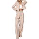 thumbnail image 2 of Conjunto de Dos Piezas para Mujer: Blazer Corto, Chaqueta y Pantalón de Trabajo de Cintura Alta y Pierna . Albaricoque S, 2 of 10